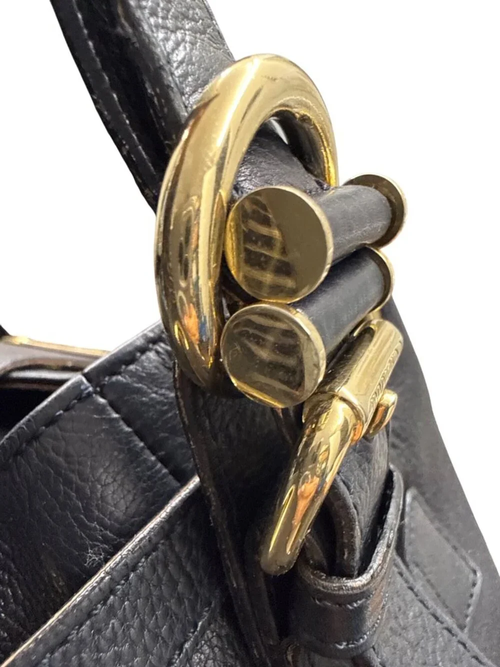 Jimmy Choo Black Leather Ramona Shoulder Bag Gold Tone Hardware Authentic, Italy